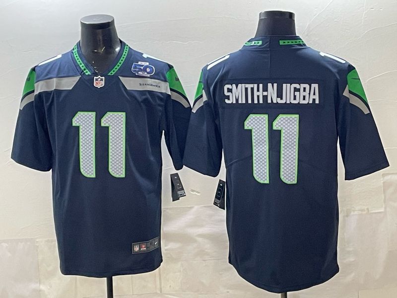Men 2026 Seattle Seahawks #11 Smith-Njigba Blue Nike Limited NFL Jersey 052